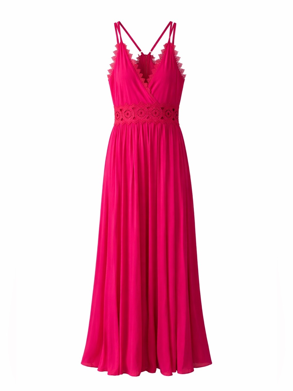 Lulu's Fuchsia Crochet-Waist Maxi Skirt